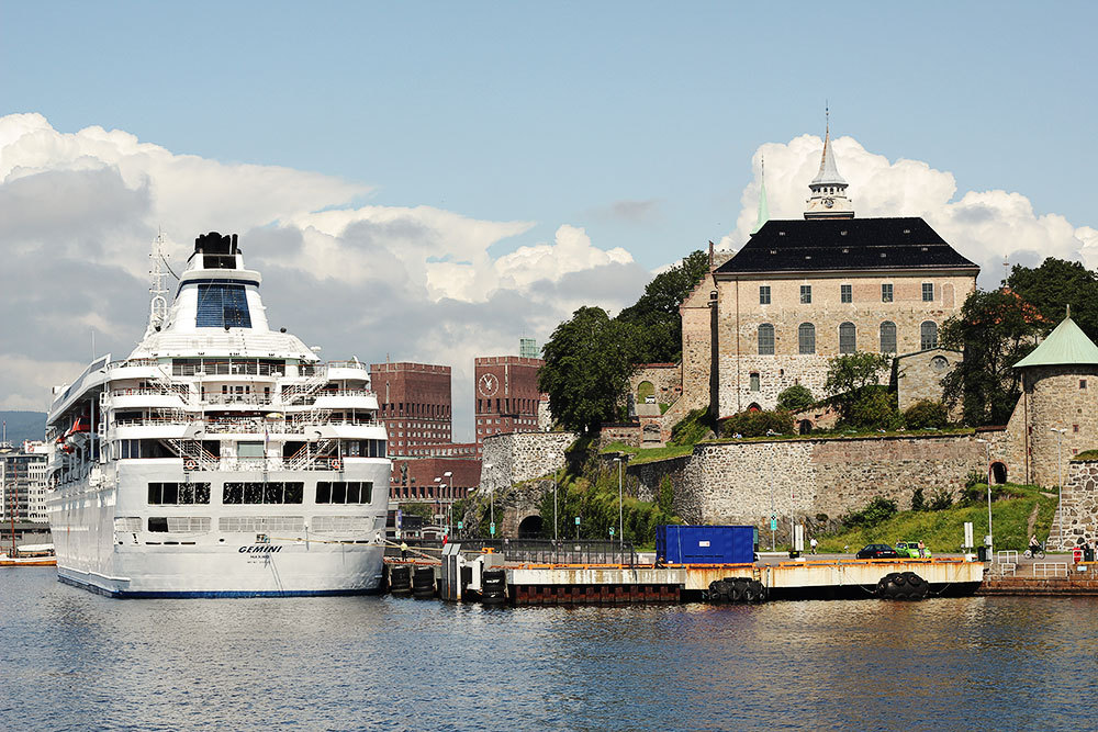 Cruise ship docked in Oslo,
