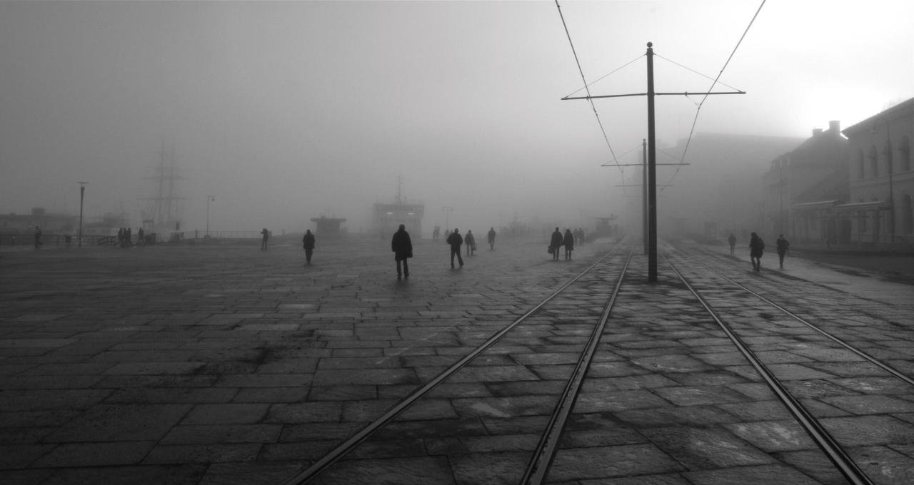 Oslo Akerbrygge in the fog