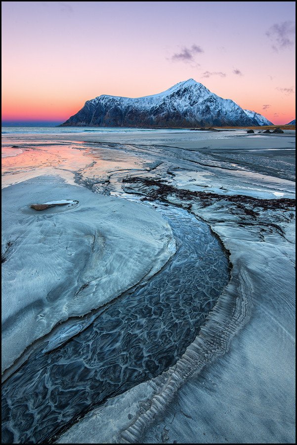 Frozen river into Lofoten,