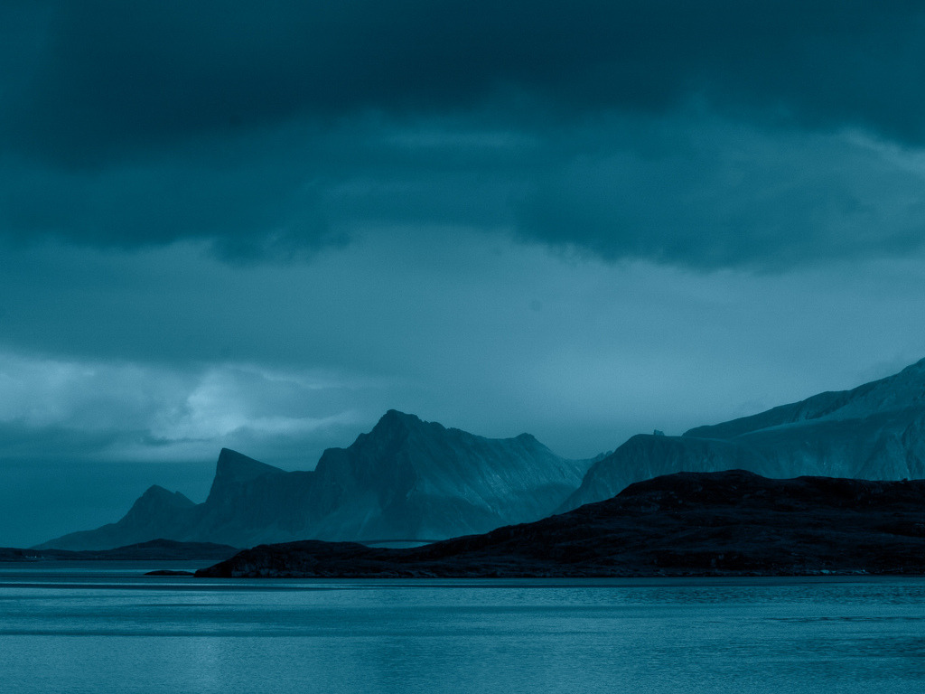 Mountain range at dusk by P