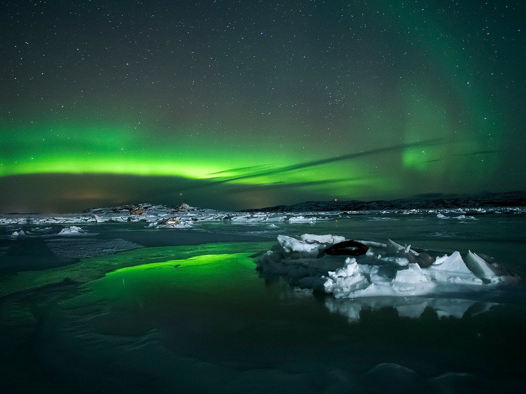 Snow, Ice & Aurora by N