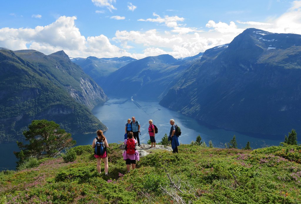 Hiking above the fjord. by