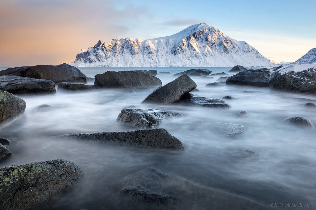 Rock at dawn on the front l