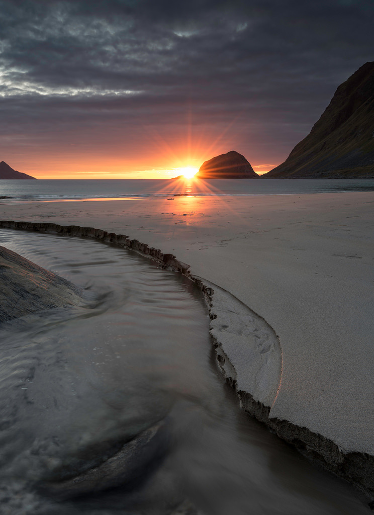 Sunset at Haukland beach by
