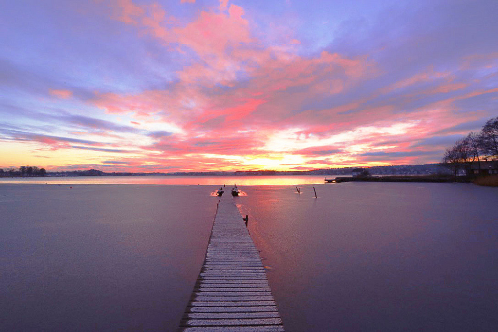 At the end of the pier by a