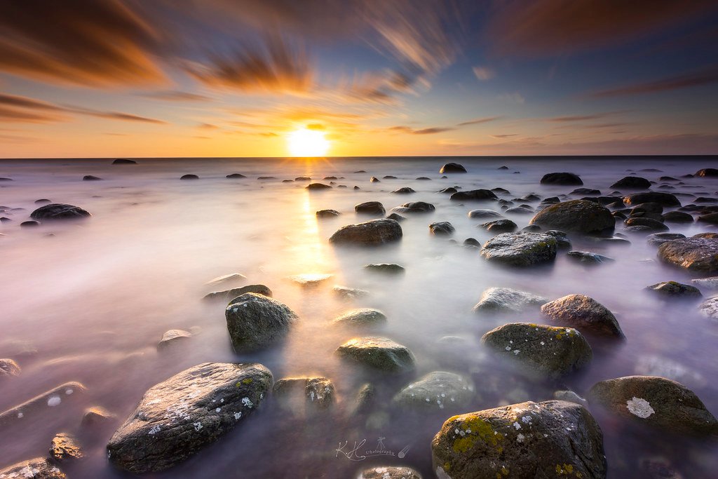 Milky sea and golden light