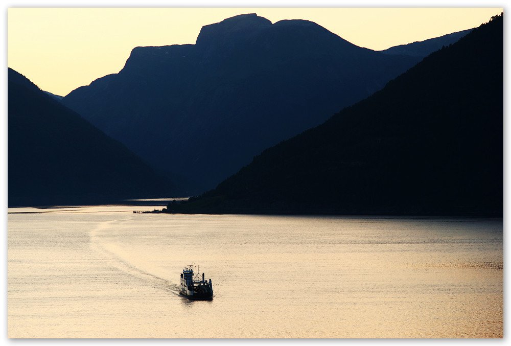 evening ferry on the fjord