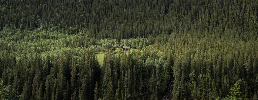 House in mountains and a bi